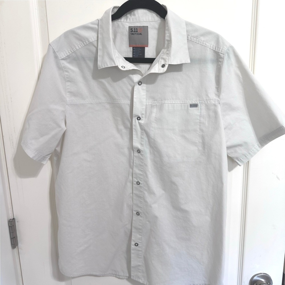 5.11 Tactical Men's Medium Snap Front Short Sleeve Work Shirt Gray Utility